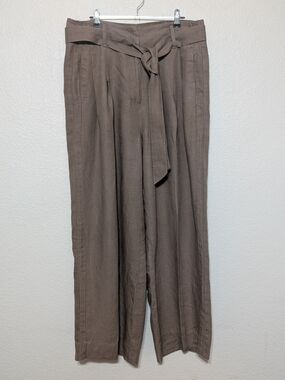 Chico's Belted Pleated Wide Leg Linen Pants Size 10 Chico's 1.5R